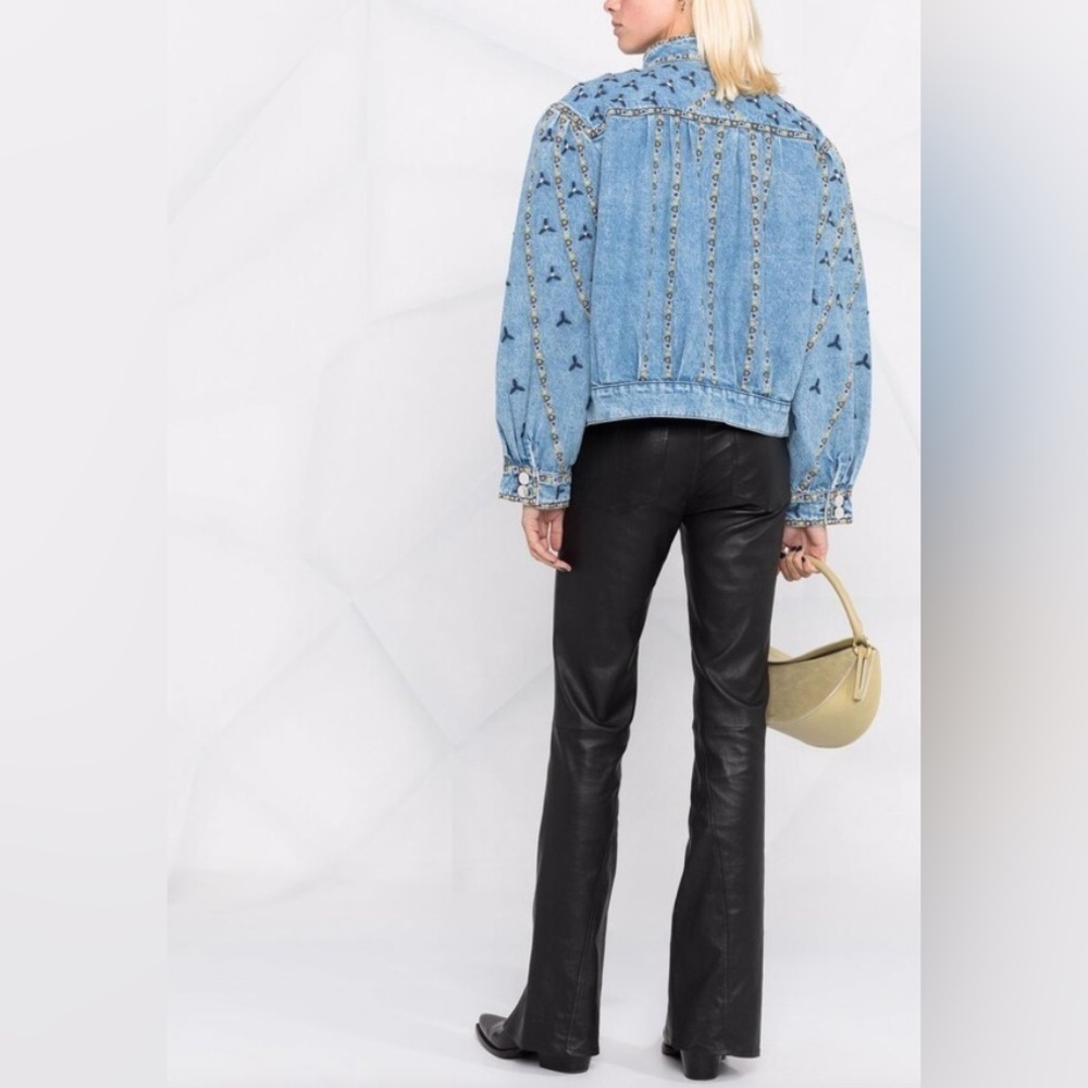 Brand new with tag AUTHENTIC women denim Sandro embroidered Jacket 40! - Picture 3 of 17